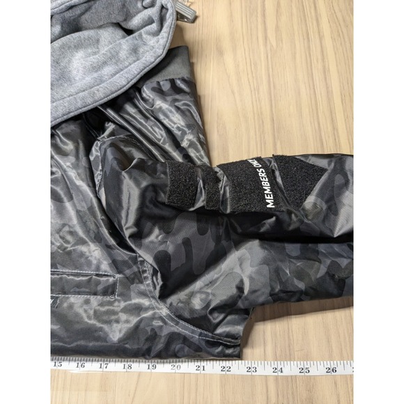 Members Only Bomber Jacket Black Camo Zip Flight Satin Hooded Grunge Mens M A057 - Picture 6 of 14